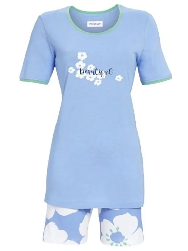 Ringella Helderblauwe katoenen shortama Ringella - Blauw - Maat - 42