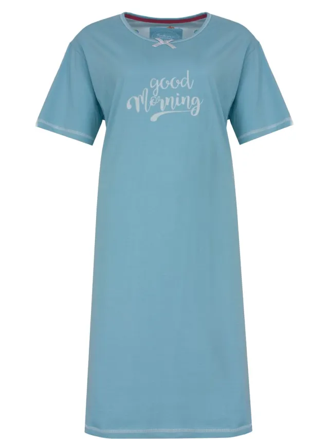 Tenderness Dames Nachthemd - Katoen - Lichtblauw Licht blauw