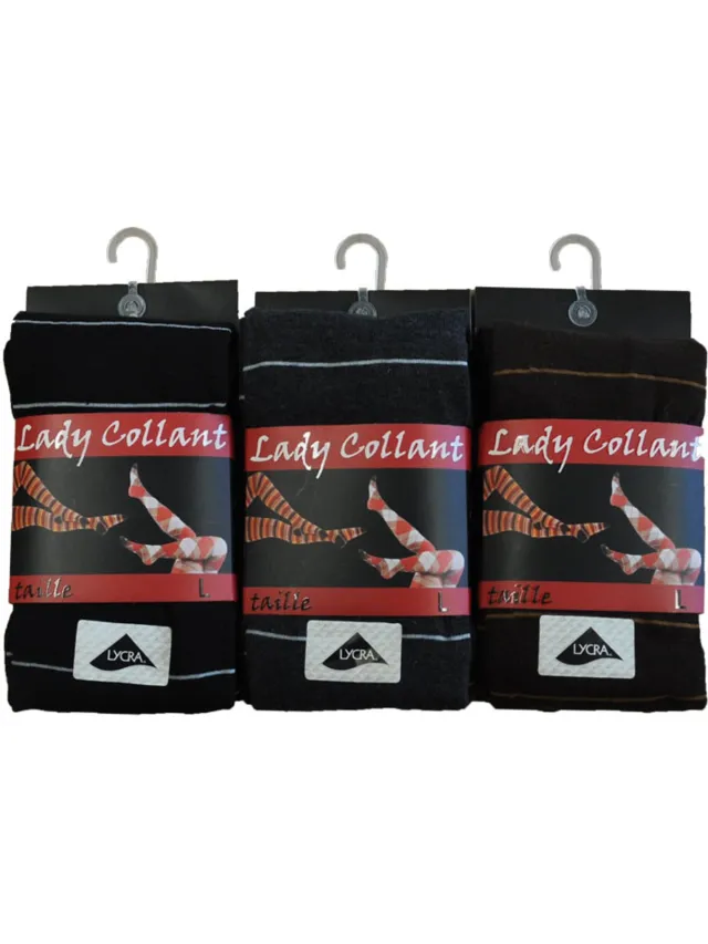 inter socks Dames collant 80% katoen- fantasie Rayures- 5 stuks - Assortiment kleuren
