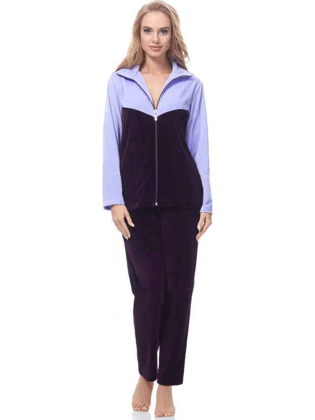 Merry Style Dames Huispak – Vrijetijdspak – Velours – MS-MG-F-SUIT-n – Blauw – XXXXL Violet (1725)