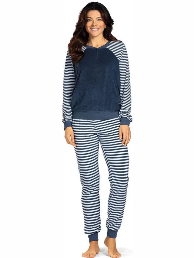 Comtessa Blauwe badstoffen pyjama Comtessa - Blauw - Maat - 42