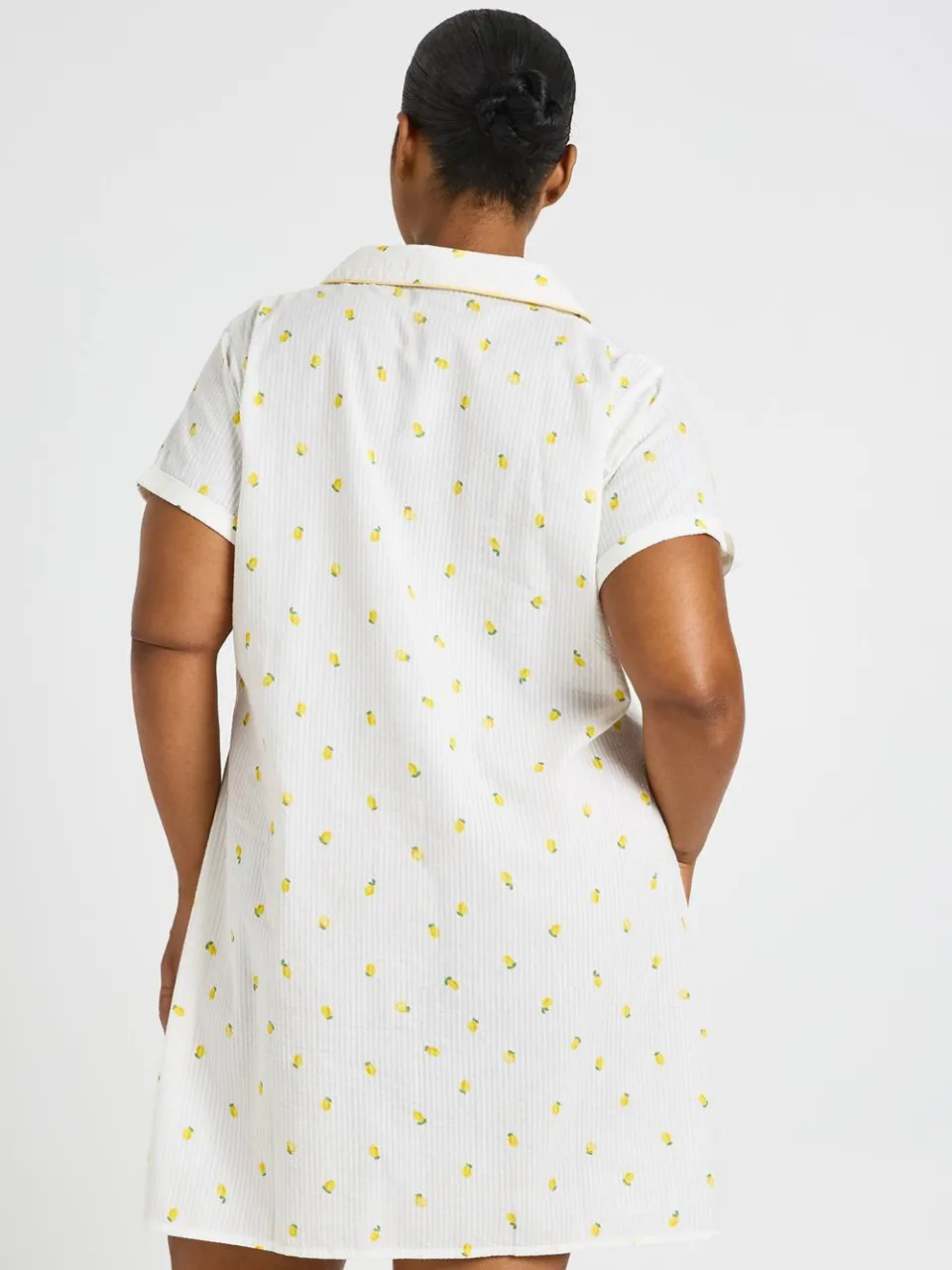 boohoo Dames Plus Citroen Wafel Print Nachthemd wit, foto 3