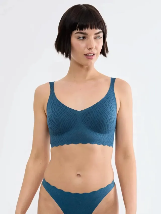 Sloggi Zero Feel Kanten Bralette gevuld - Bliss - Bh Top met smalle bandjes - Uitneembare vulling Blauw