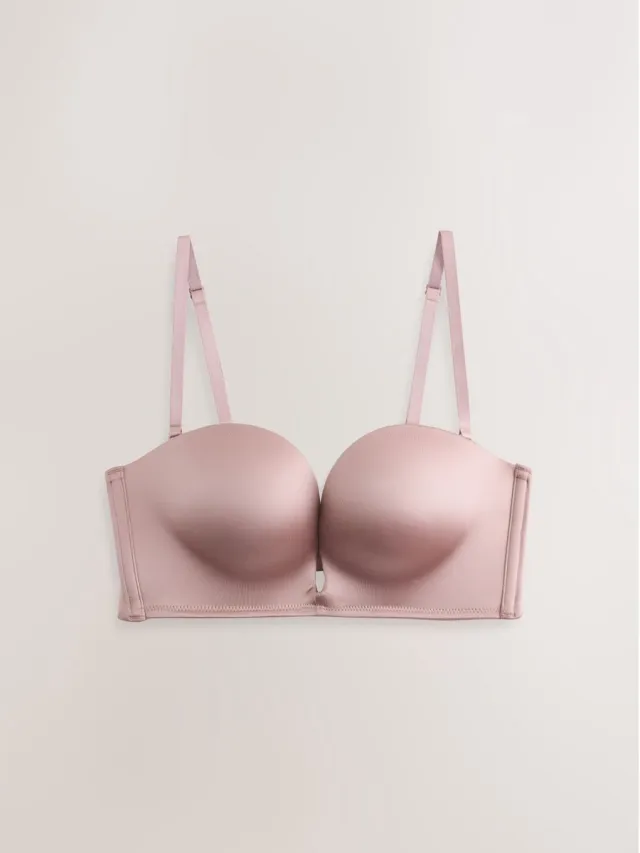 Next Dames - Hoogglanzende, strapless en multifunctionele bandeaubeha van microvezel - Naturel Praline Nude