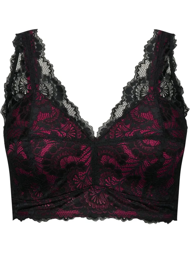 TruYou Dames - Bralette kant zachte cups zonder beugel - Fuchsia