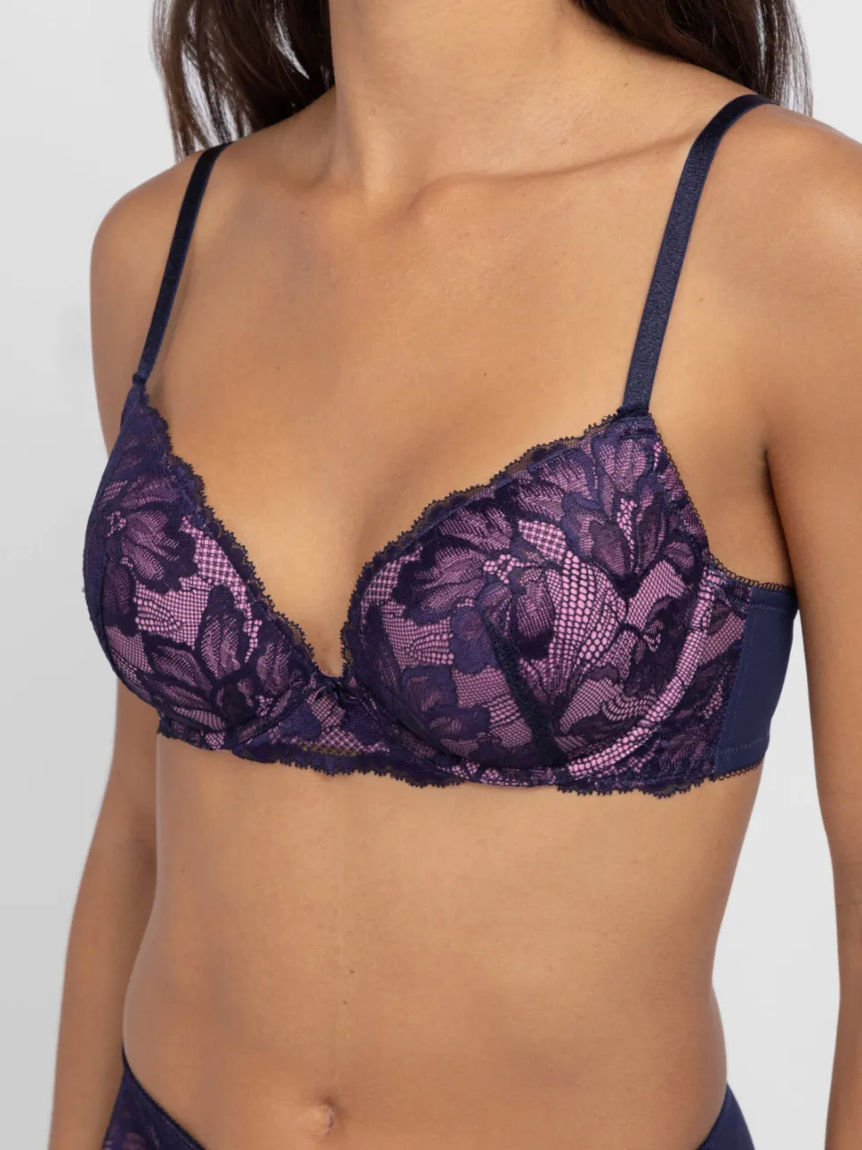 Dorina Perfect Lace voorgevormde T-shirt-bh donkerblauw donkerblauw/roze, foto 6