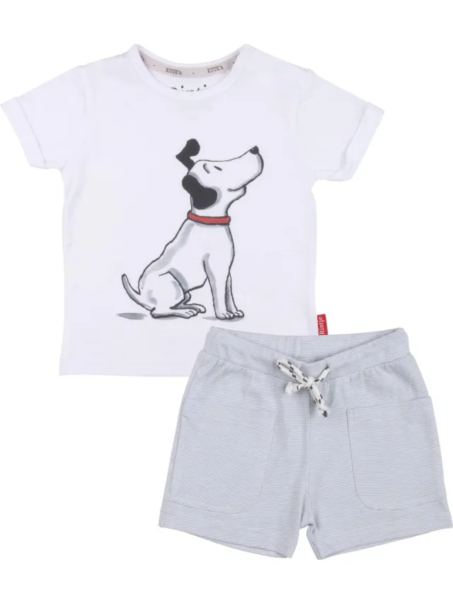 Kuuk'n Rintje Grijs/Wit Korte Pyjama maat 74/80 2020425