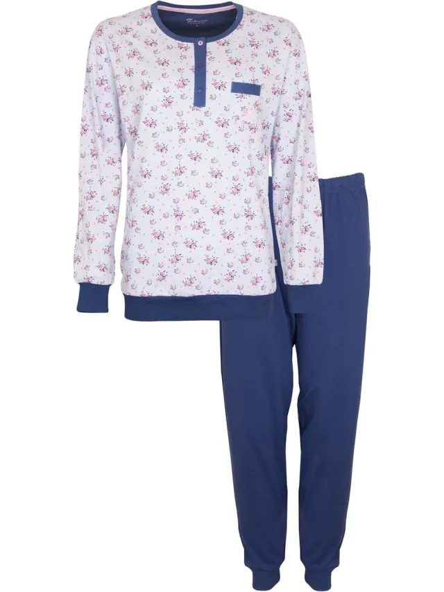 Tenderness Dames Pyjama - Bloemenprint - Licht Blauw