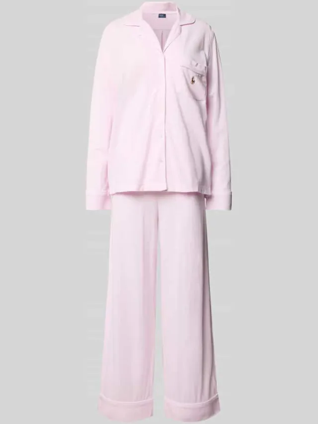 Polo Ralph Lauren Pyjama met logostitchings, model 'OXFORD Madison' Roze