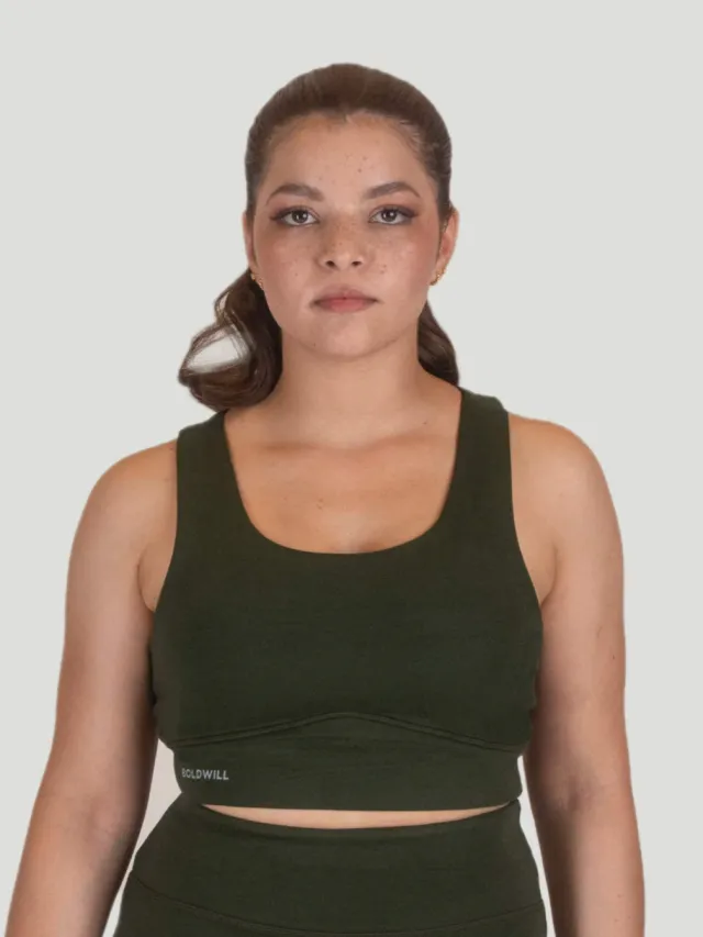 Boldwill dames vegan Sportbeha Pf96 Wood Dennengroen Donkergroen