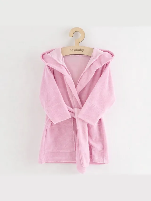 New baby badjas met capuchon 80/86 katoen roze - Babybadjas