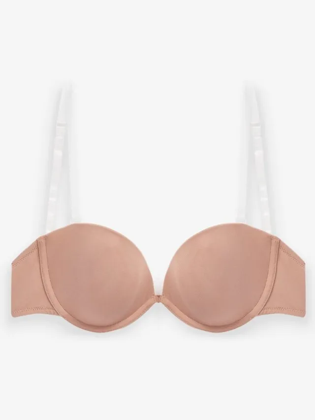 Next Dames - Gladmakende strapless en multiway A-E beha met doorzichtige achterkant - Huidkleur Praline Nude