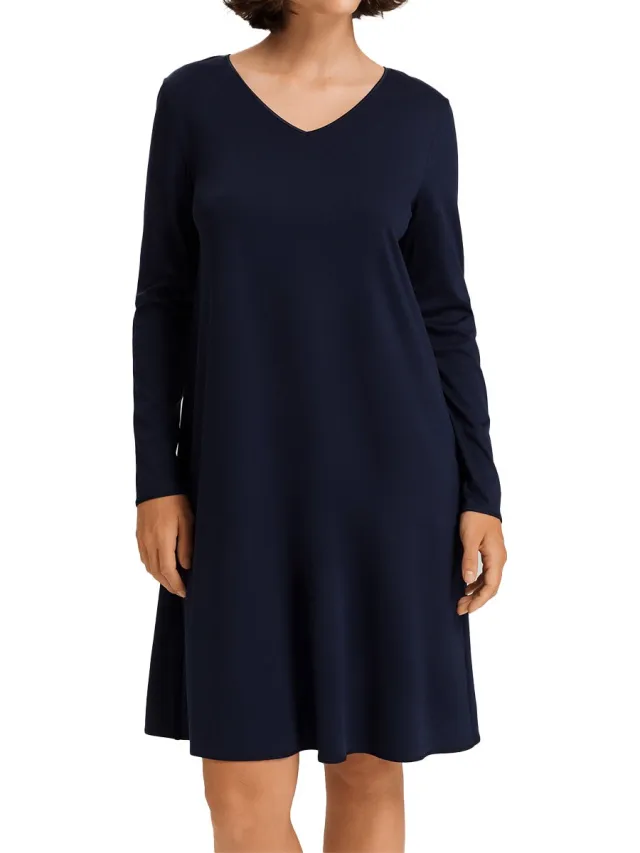Hanro Nachthemd Cotton Silk diep marineblauw