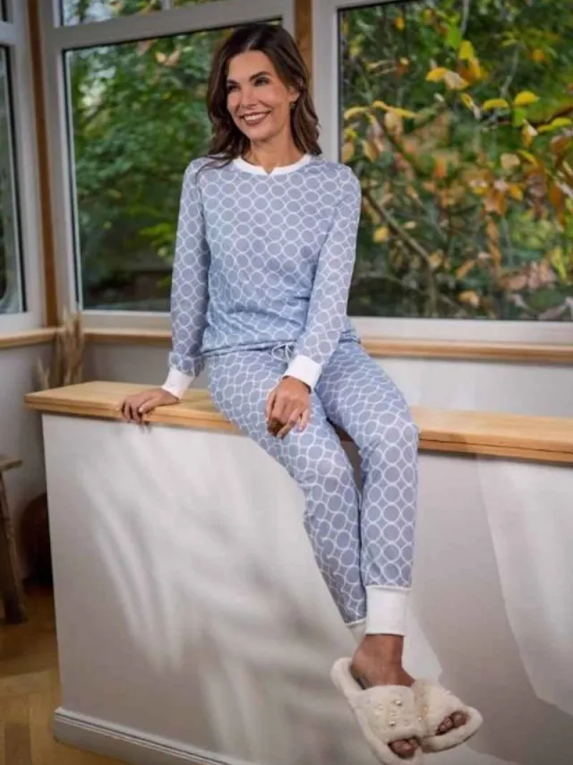 Ringella Katoenen dames pyjama nevel Ringella - Blauw - Maat - 40