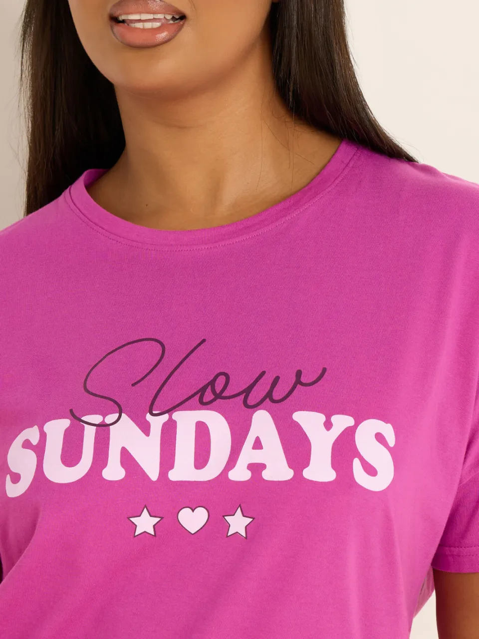 Yours Roze 'Slow Sundays' Hartvormige Wijde Pyjamaset-44, foto 5
