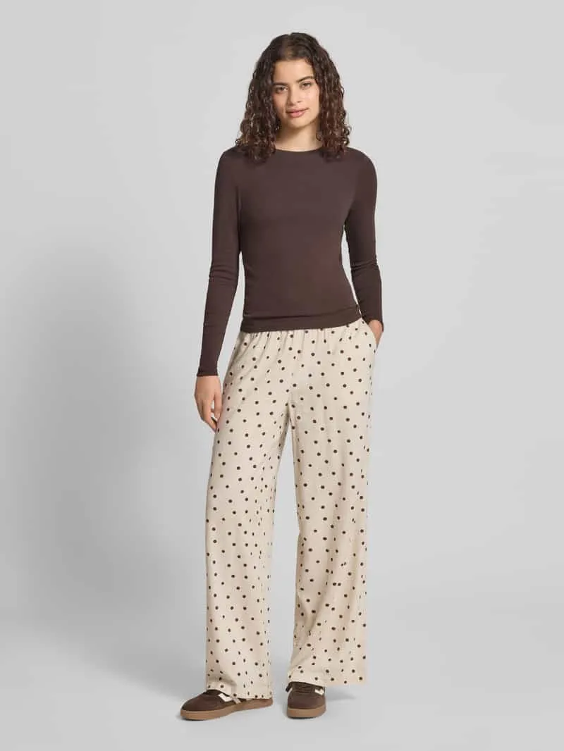 Pieces Recht broek van mix van viscose en linnen Beige