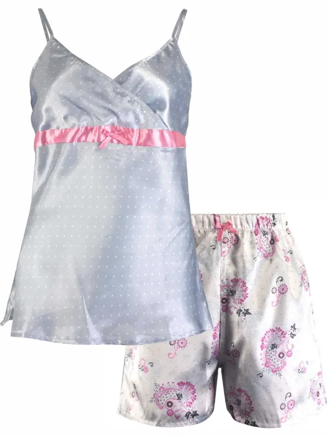 Irresistible Dames Shortama - Pyjama Set - Grijs/Wit