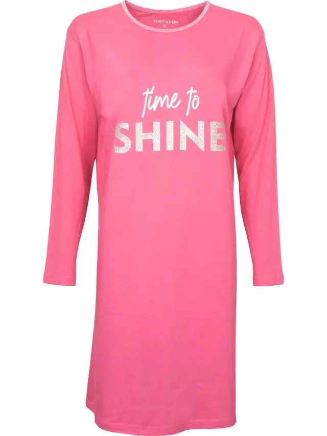 Temptation Dames Bigshirt - Time To Shine Print - Roze