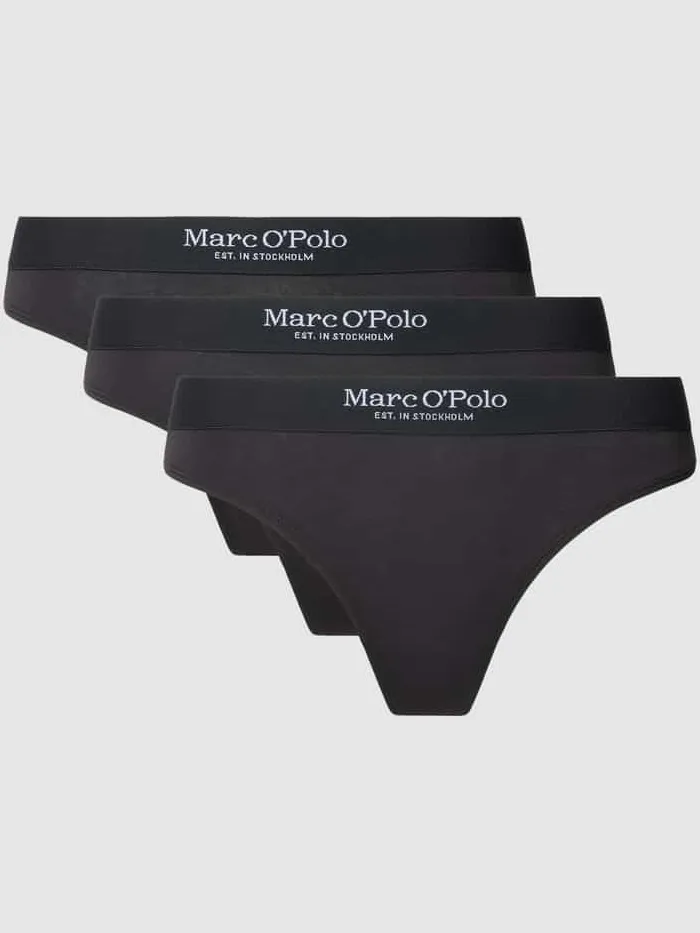 Marc O'Polo String met elastische band met logo in een set van 3 stuks Zwart