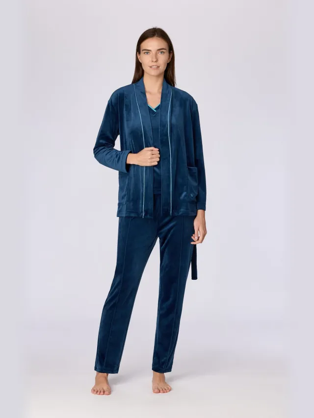 Woody Dames huispak met topje donkerblauw