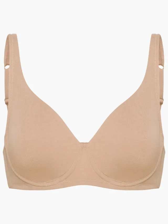cfab Katoenen beugelbeha zonder vulling - Beige - 80B - BH Zonder Beugel Voorgevormd - Ondergoed - Naadlos
