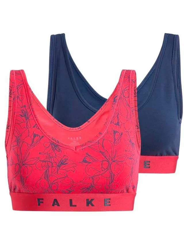 Falke Daily Comfort Print 2-Pack huidvriendelijk elastisch katoen multipack beha dames veelkleurig