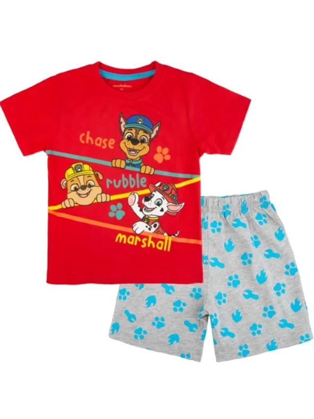 Nickelodeon Paw Patrol shortama - Pyjama - rood met grijs - Katoen Multi