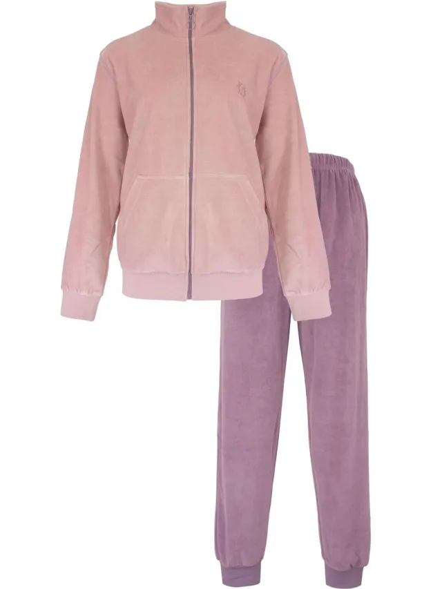 Tenderness Dames Huispak - Lange Mouwen - Velours - Roze