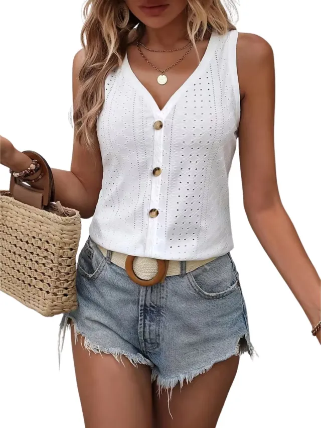 Currero Topje Dames - Top Kleding - Shirt - Blouse - Kort - Volwassen - Wit