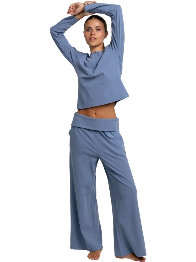Admas Yoga Girl pyjamaset lange mouwen blauw