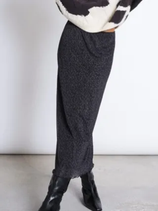 JAN N JUNE dames vegan Maxirok Smuk Donker Luipaard Zwart
