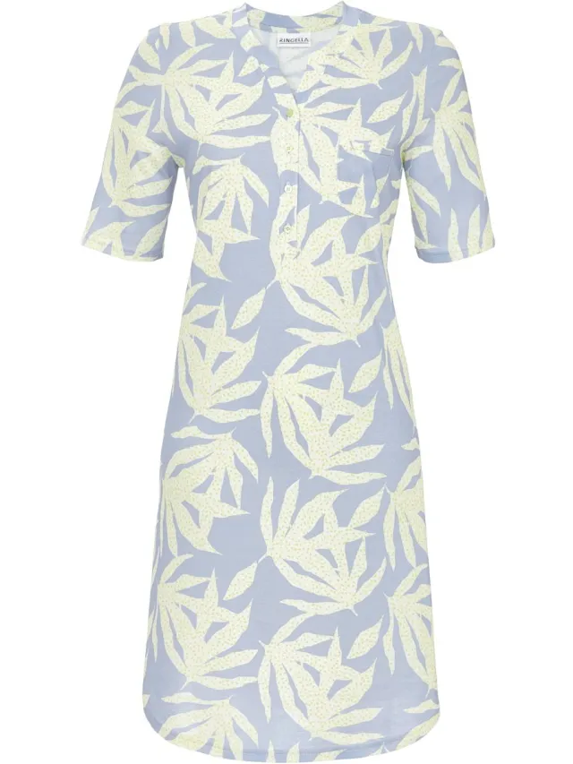 Ringella Blauw flora nachthemd Ringella - Blauw - Maat - 42