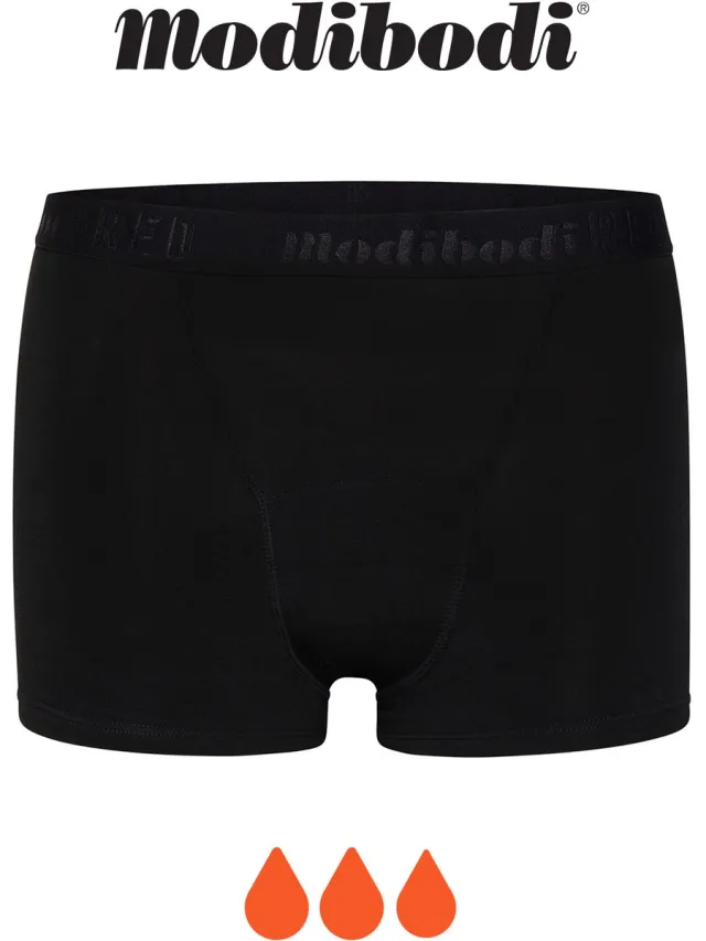 Modibodi Menstruatie Ondergoed Super Absorberend Lekvrij Tiener Hipster Boyshort Zwart Y16-18