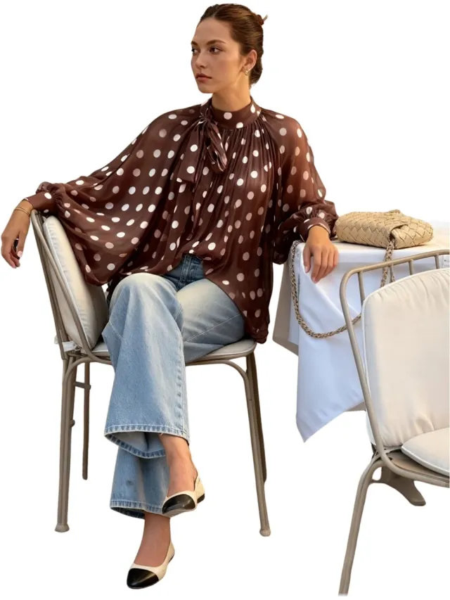 Currero Topje Dames Polkadots - Mouwloze Top - Singlet - Kleding - Shirt - Blouse - Kort - Volwassen - Koffie