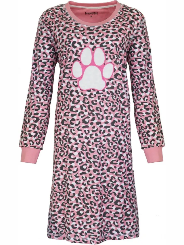 Irresistible Dames Nachthemd - 100% Katoen - Roze afwerking