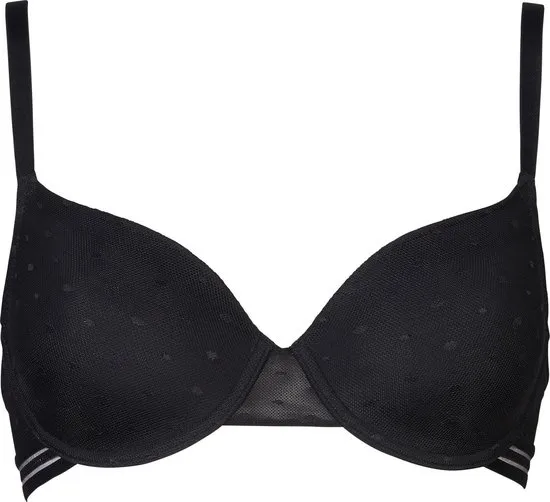 After Eden Padded wire bra dot mesh Zwart