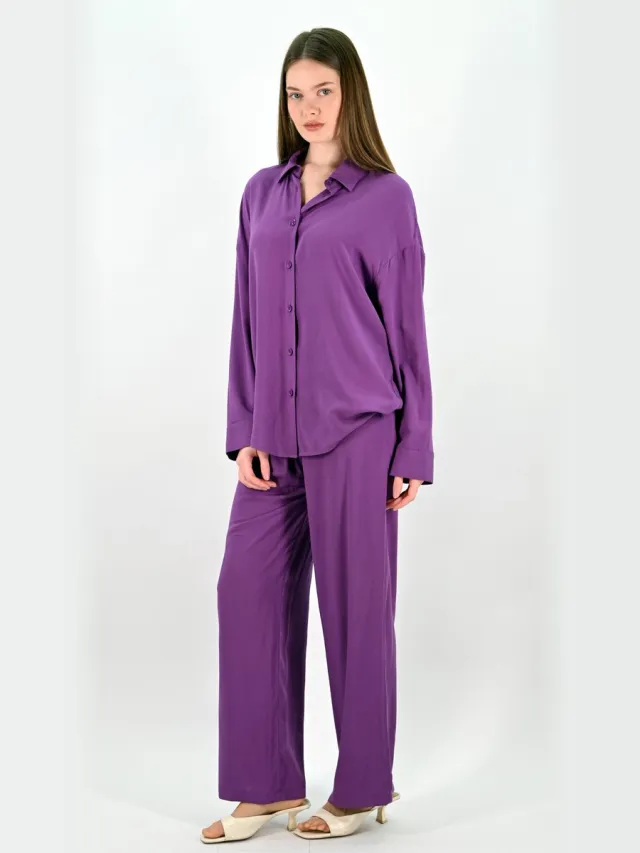 YESMOOI Pyjama Style Viscose Broek - M (38) Paars