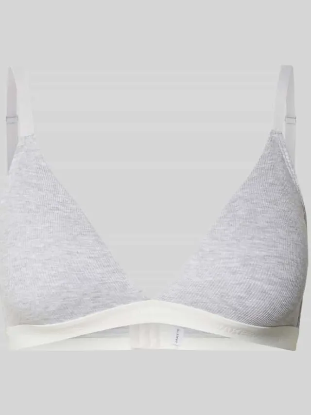 Jake*s Casual Triangel-bh met elastische band met logo Lichtgrijs gemêleerd