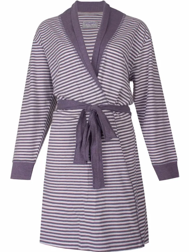 Irresistible Dames Badjas - Kamerjas - Paars en Wit