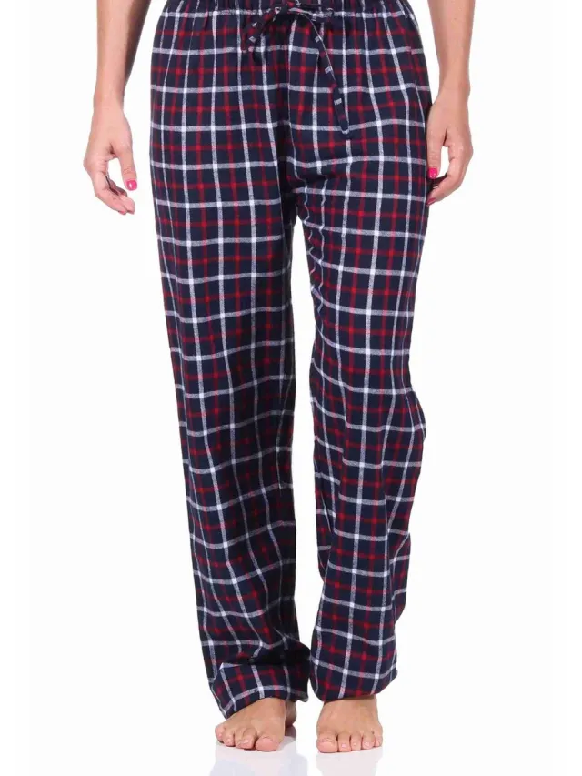 Normann Dames Flanellen Geruite Katoenen Pyjamabroek - 222 222 15 870 navy