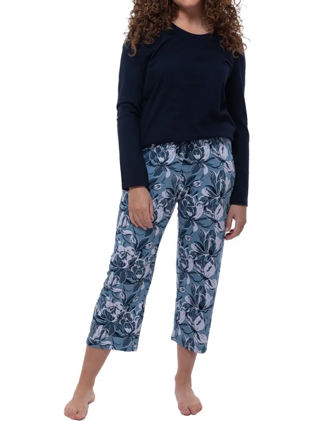 Ammann Dames pyjama Night & Home blauw