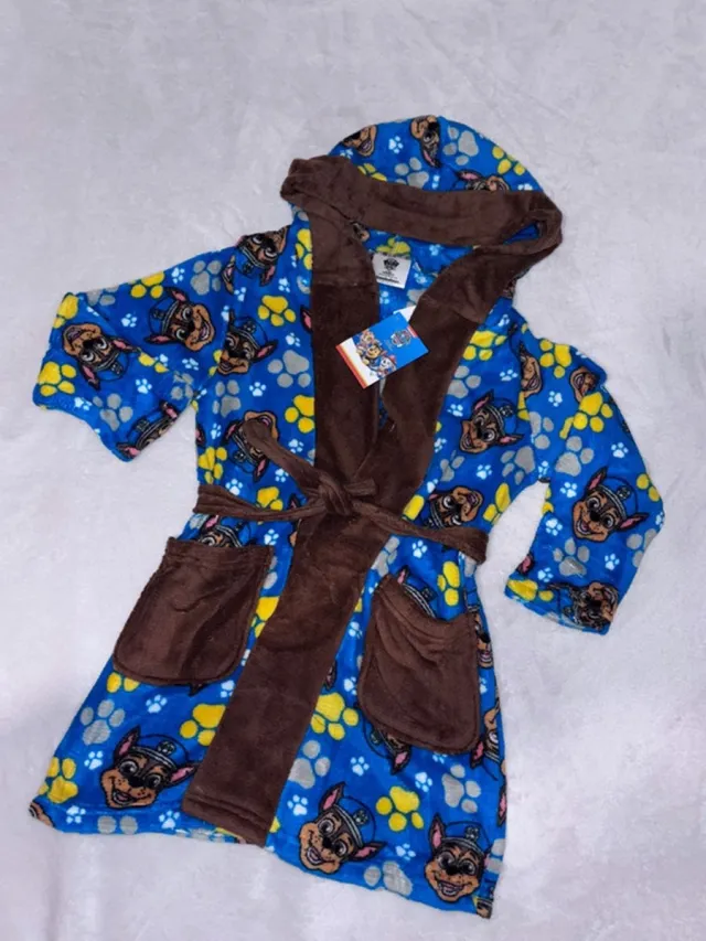 Nickelodeon Paw Patrol - ochtendjas - badjas - duster - kamerjas - blauw - bruin - fleece - 4 jaar