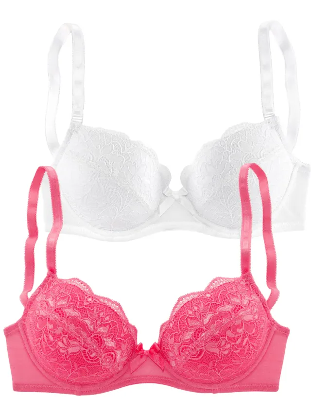 Petite Fleur balconettebeha met kant roze en wit, foto 2