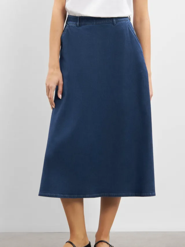 LAURIE dames vegan Rok Asta Medium Blauw Denim Extra donkerblauw