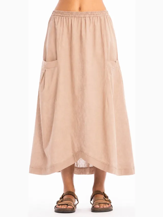 RAVENS VIEW IBIZA dames vegan Rok Spring Pocket Taupe Bruin Lichtbruin