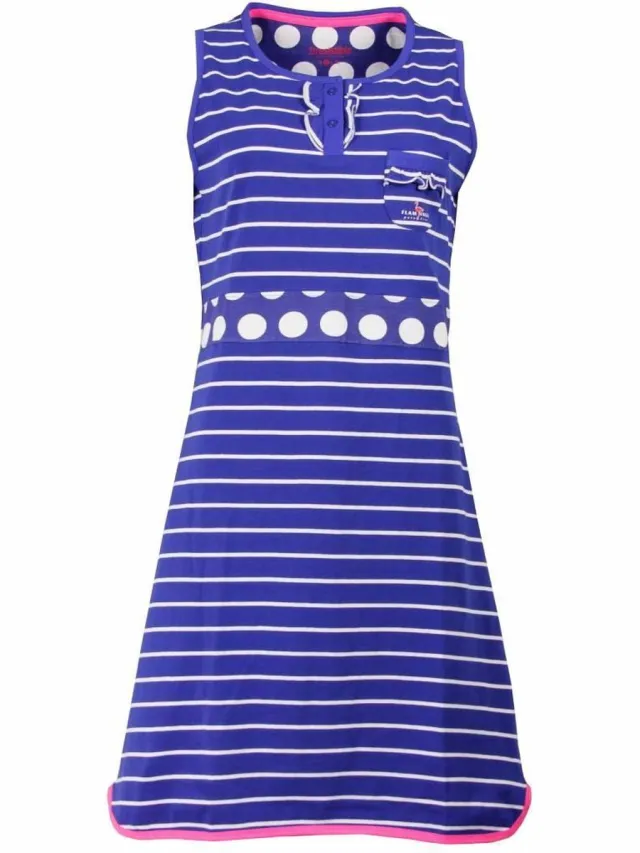 Irresistible Dames Nachthemd - Katoen - Gestreept - Blauw wit