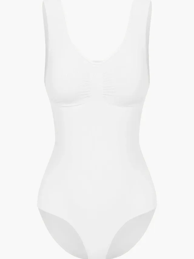 cfab Tanktop bodysuit met corrigerende shapewear en slipje - Wit - L - Corrigerende Body - Naadlos - corrigerend ondergoed dames