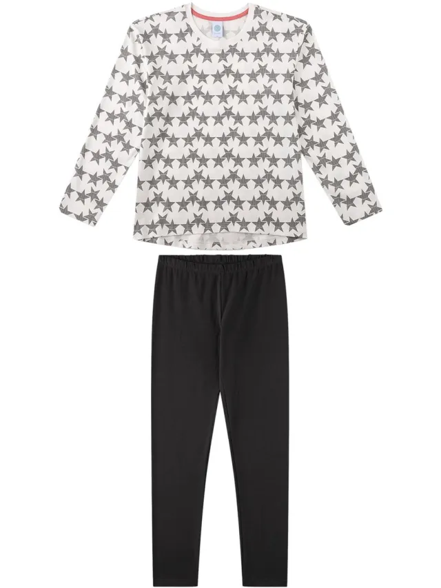 Sanetta Pyjama Pyjama Teenager lang Stars 164 Set van 1 Zwart/Wit