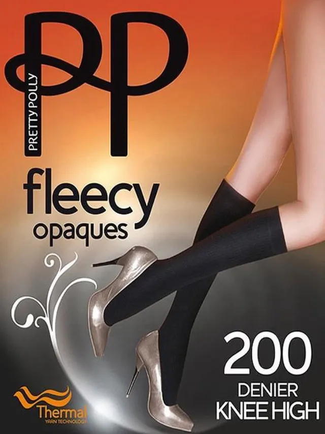 Pretty Polly Kniekousje - Fleece - Thermo Kniekousje - Kniekousen Dames - Kniekousen - Lichte Glans - Warm - Dik Kniekousje - 200 Den. - One Size - Zwart