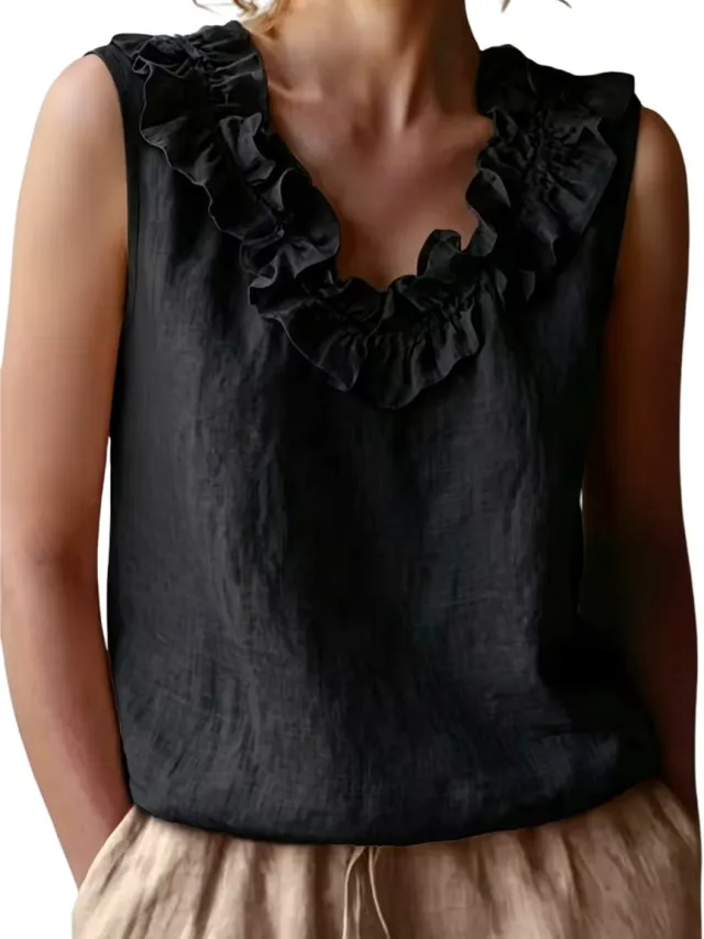 Currero Topje Dames - Top Kleding - Shirt - Blouse - Kort - Volwassen - Zwart